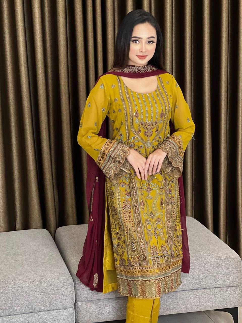 🌻 Sunflower – 4 Piece Dress ( Unstitched )